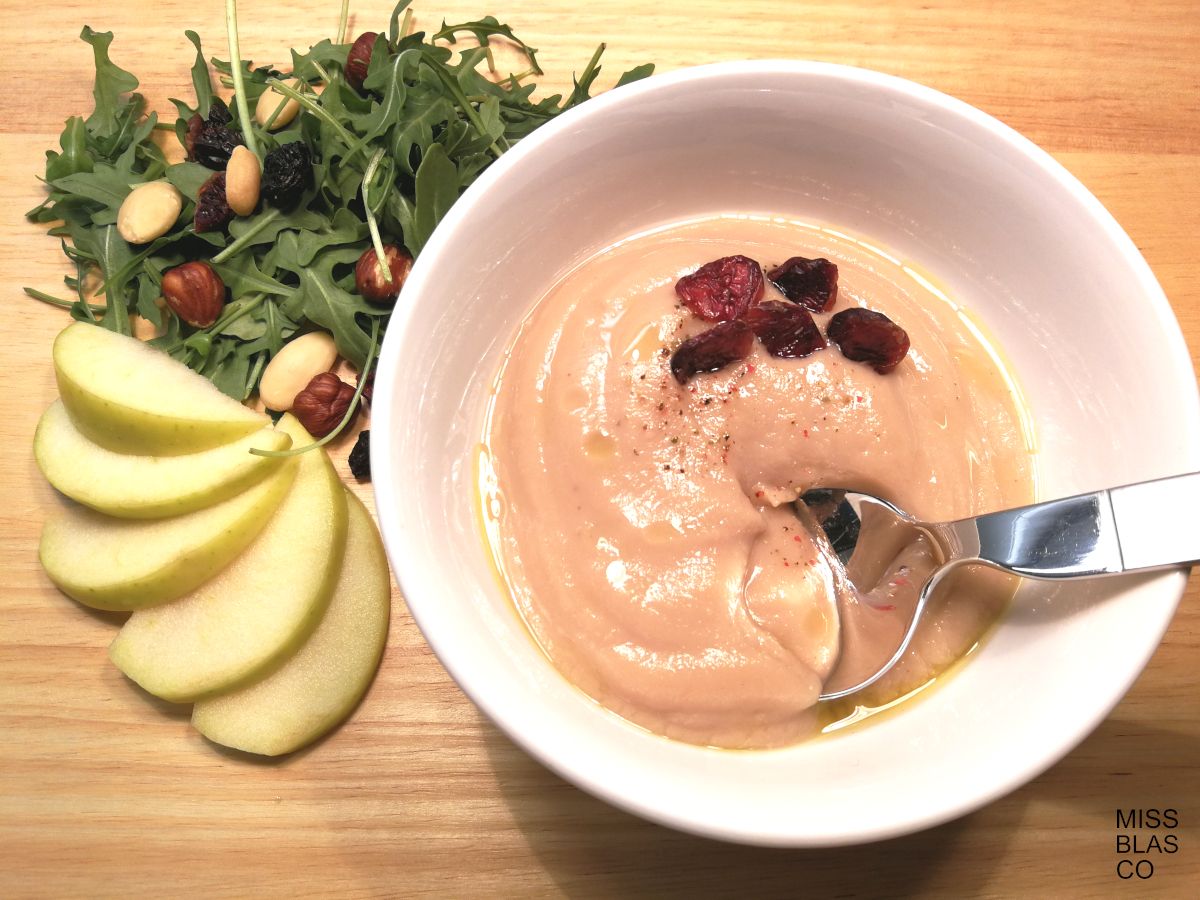 creamy chestnut soup cranberries and green apple