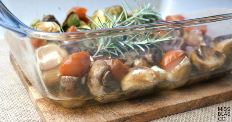 Bandeja de pyrex con verduras