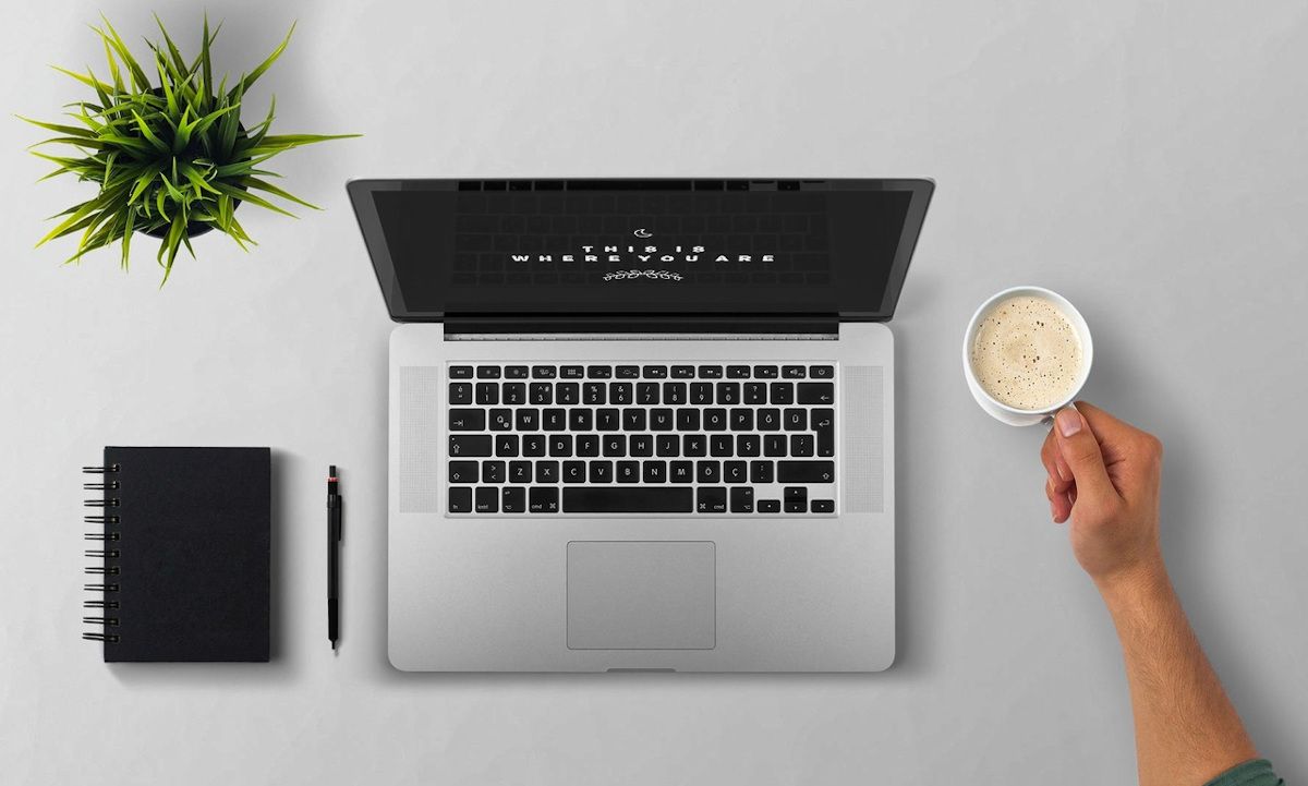 computer and coffee