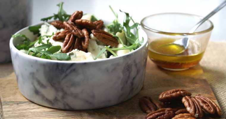 ensalada roquefort y pera con nueces
