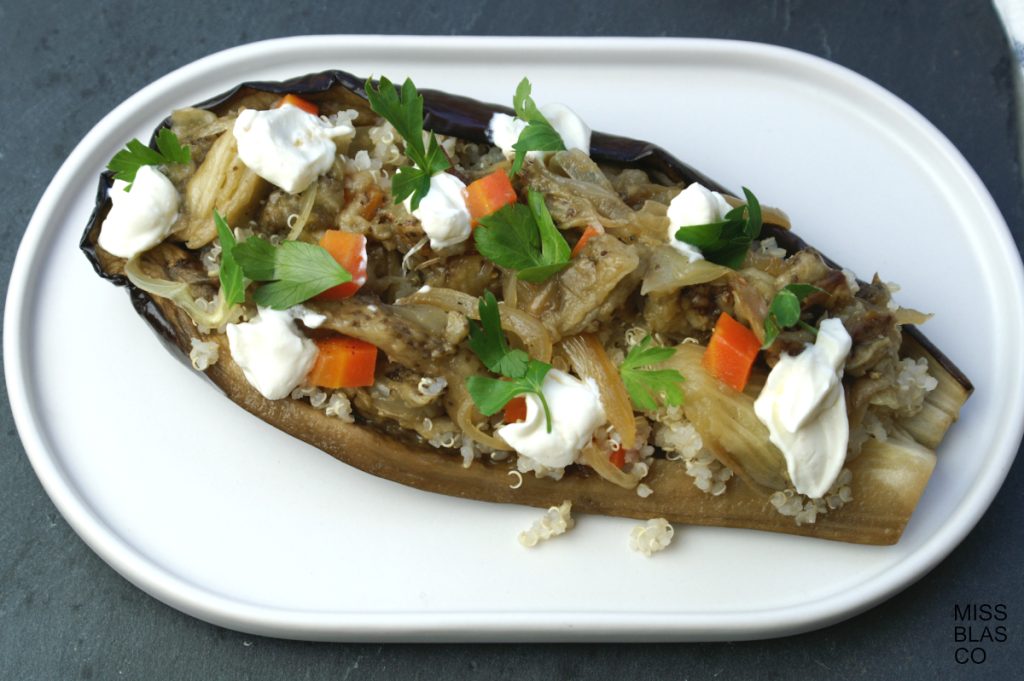 quinoa stuffed eggplant